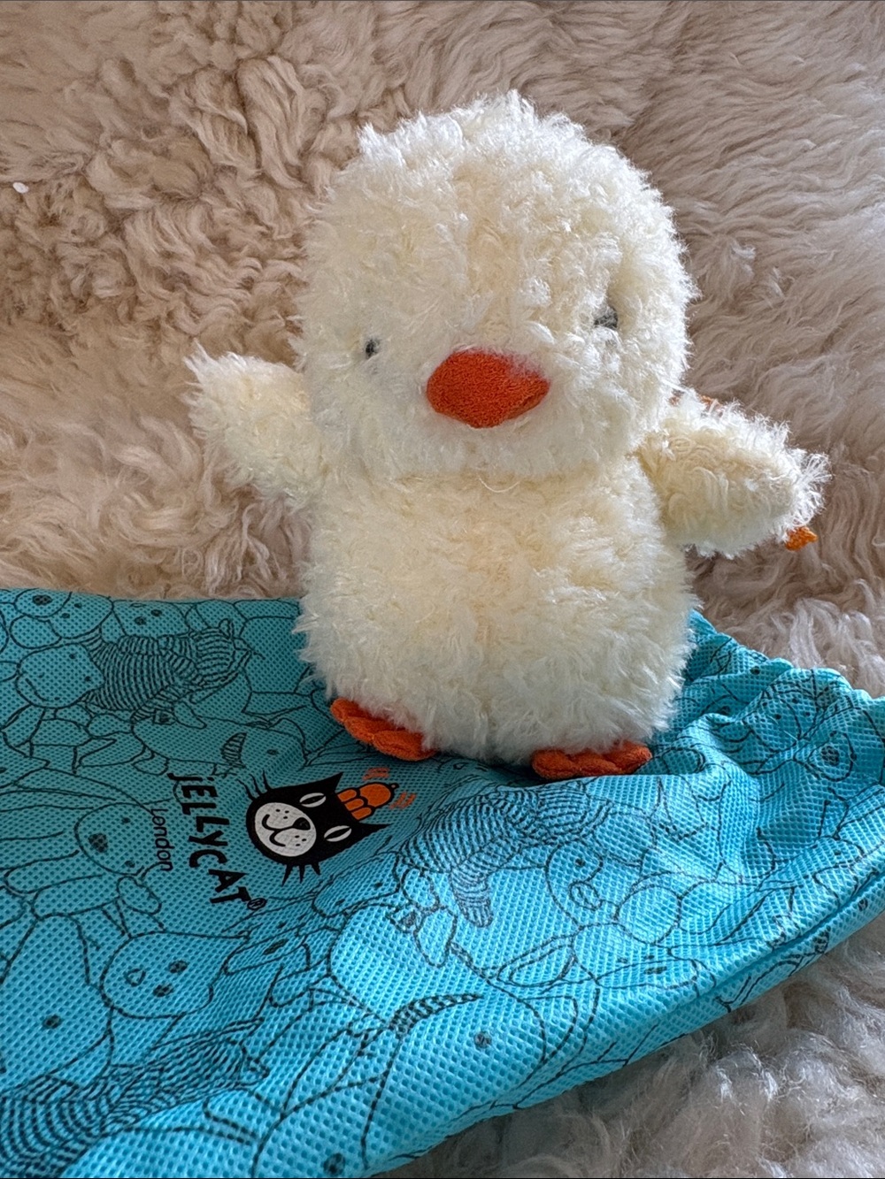 Jellycat Cream Plush Duck with Orange Beak and Feet